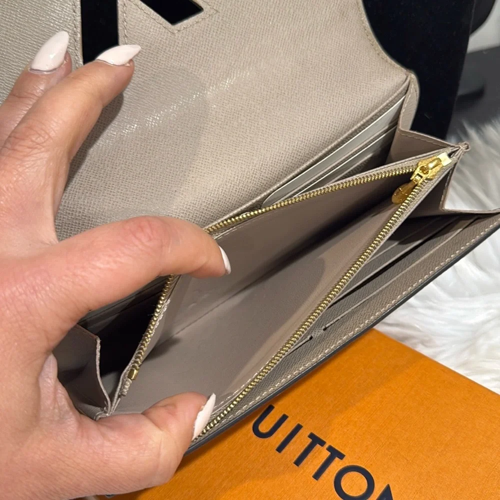 Louis Vuitton Beige Epi Leather Wallet with Gold LV Logo